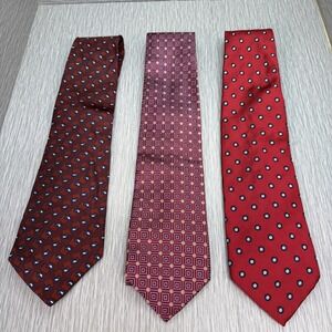 Brooks Brothers Jos A Bank Chaps Silk Tie Lot 3 Mens Red Pattern Designer